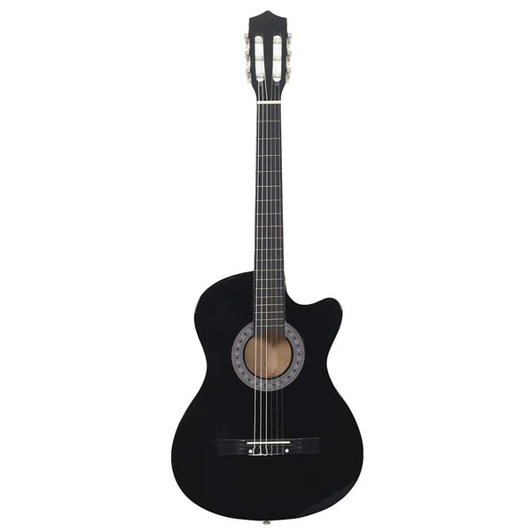 vidaXL Κιθάρα Western Classical Cutaway με 6 Χορδές Μαύρη 38"