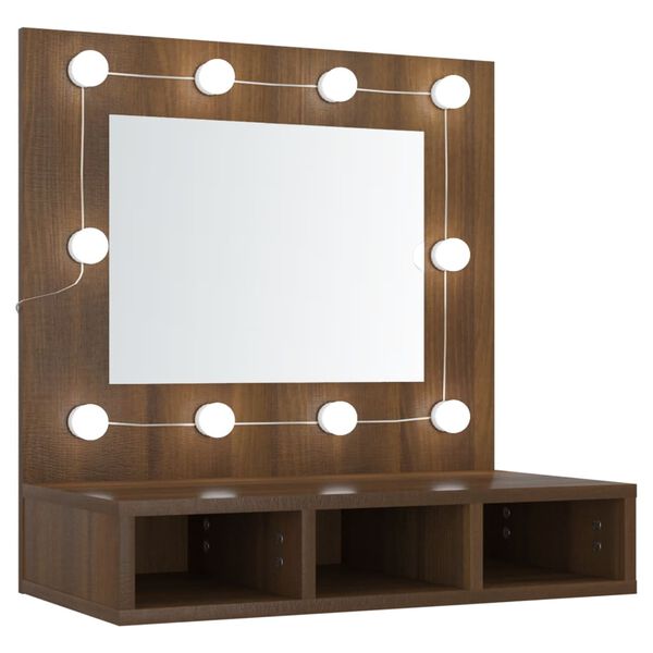 vidaXL Έπιπλο Καθρέπτη με LED Καφέ Δρυς 60x31,5x62 εκ.