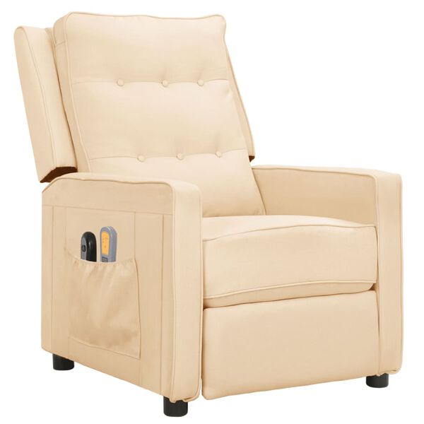 vidaXL Πολυθρόνα Μασάζ Ηλεκτρική Κρεμ Υφασμάτινη