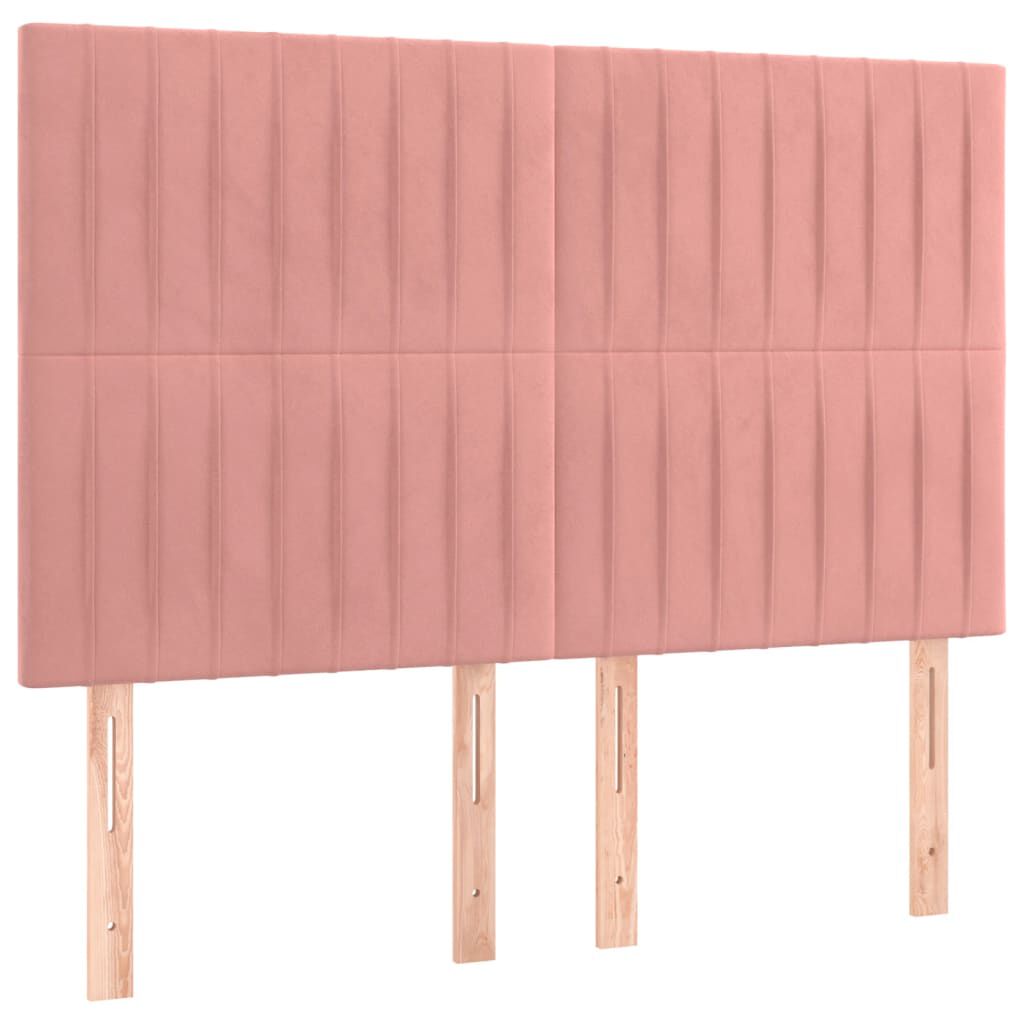 vidaXL Κρεβάτι Boxspring με Στρώμα Ροζ 140x190 εκ. Βελούδινο