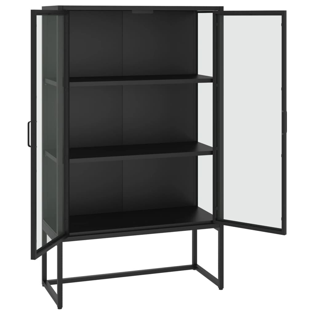 vidaXL Μπουφές Μαύρος 80 x 35 x 135 εκ. από Ατσάλι και Ψημένο Γυαλί