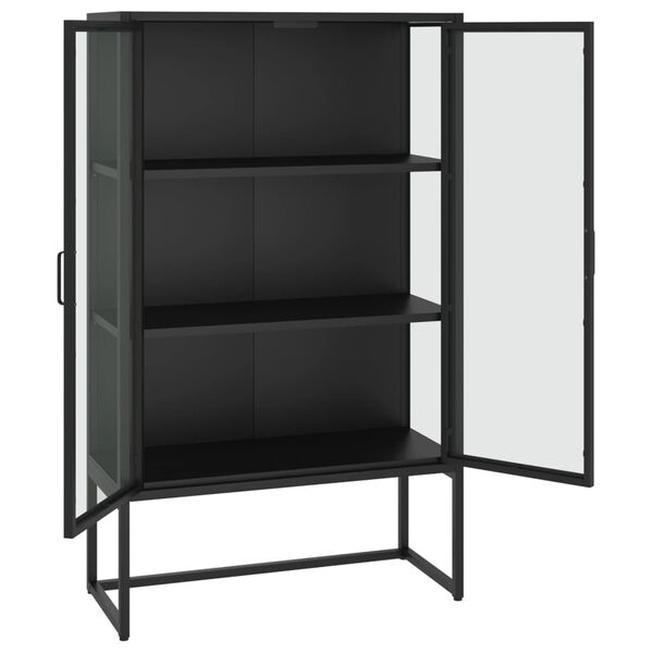 vidaXL Μπουφές Μαύρος 80 x 35 x 135 εκ. από Ατσάλι και Ψημένο Γυαλί