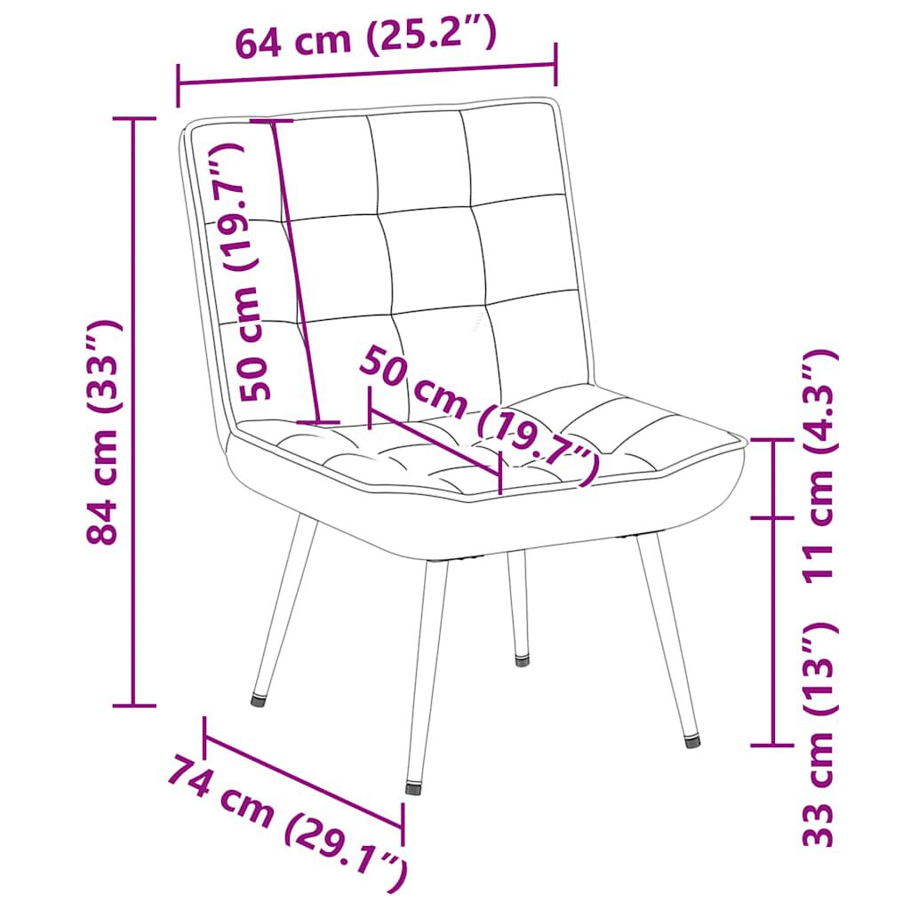 vidaXL Καρέκλα χαλάρωσης καφέ 64x74x84 cm Βελούδο