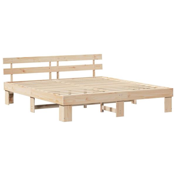 vidaXL Σκελετός Κρεβατιού Καφέ 200 x 200 cm Μασίφ ξύλο πεύκου