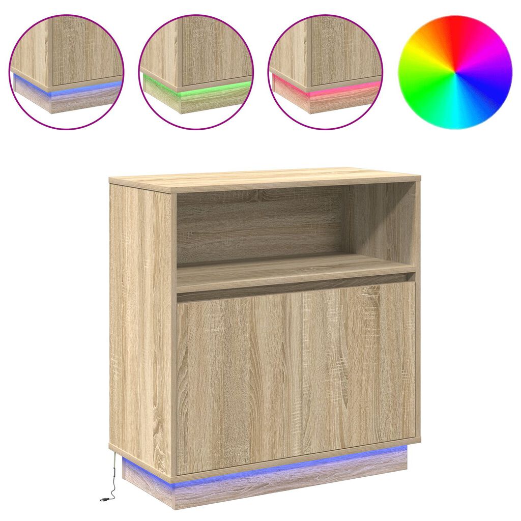 vidaXL Μπουφές με LED Σομόνα Δρυς 71x34,5x75 εκ. Κατασκευασμένο από Ξύλο Μηδιάς