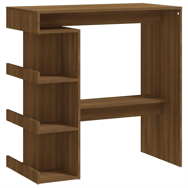 vidaXL Τραπέζι Μπαρ με Ράφια Καφέ Δρυς 100x50x101,5εκ από Επεξ. Ξύλο