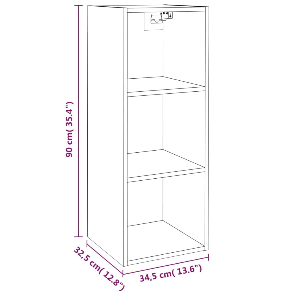 vidaXL Ντουλάπι Τοίχου Μαύρο 34,5x32,5x90 εκ. Επεξεργασμένο Ξύλο