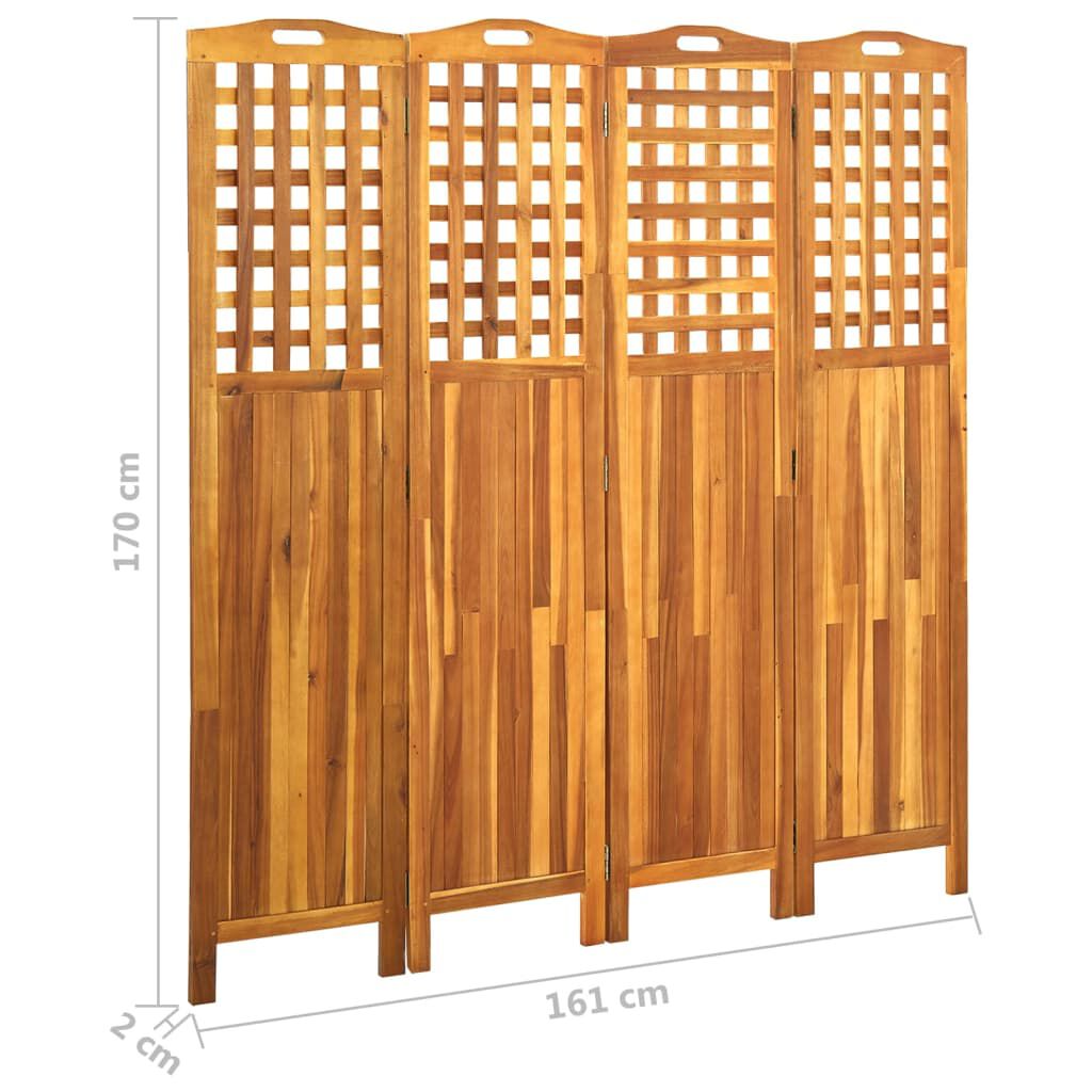 vidaXL Διαχωριστικό Δωματίου 4 Πάνελ 161x2x170 εκ. Μασίφ Ξύλο Ακακίας