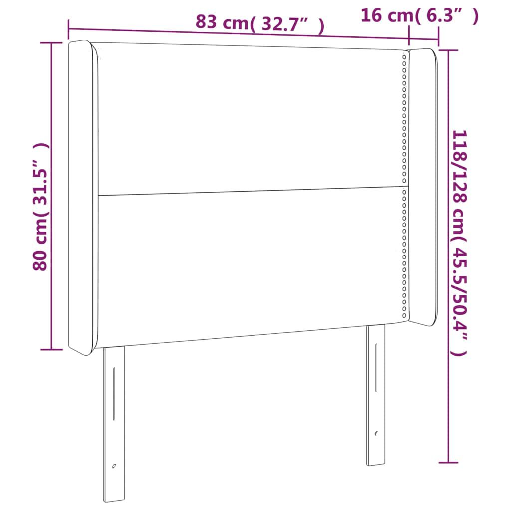 vidaXL Κεφαλάρι με Πτερύγια Γκρι 83x16x118/128 εκ. Συνθετικό Δέρμα
