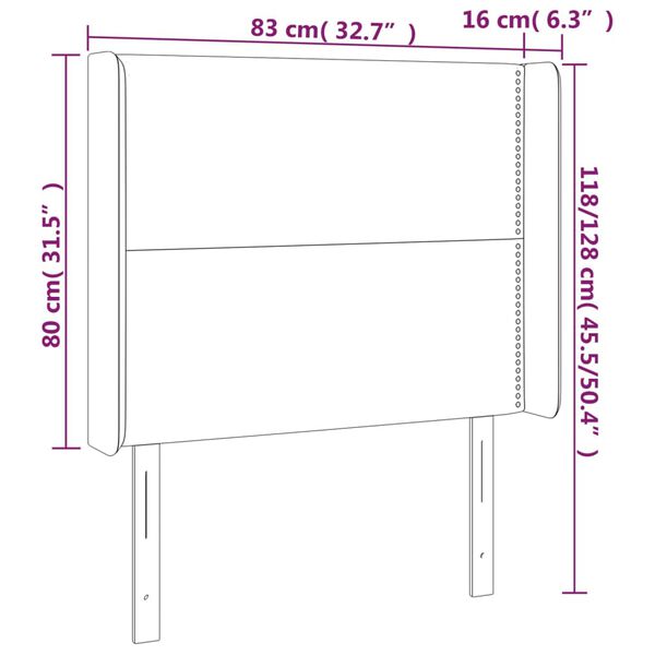 vidaXL Κεφαλάρι με Πτερύγια Γκρι 83x16x118/128 εκ. Συνθετικό Δέρμα