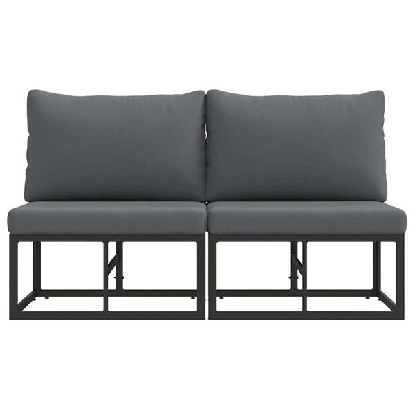 vidaXL Εξωτερικά Έπιπλα με μαξιλάρι με μαξιλάρι 2 pcs Μαύρο Αλουμίνιο