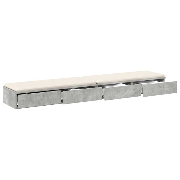 vidaXL Συρτάρια κρεβατιού Γκρι σκυροδέματος 180 x 36.5 x 16.5 εκ
