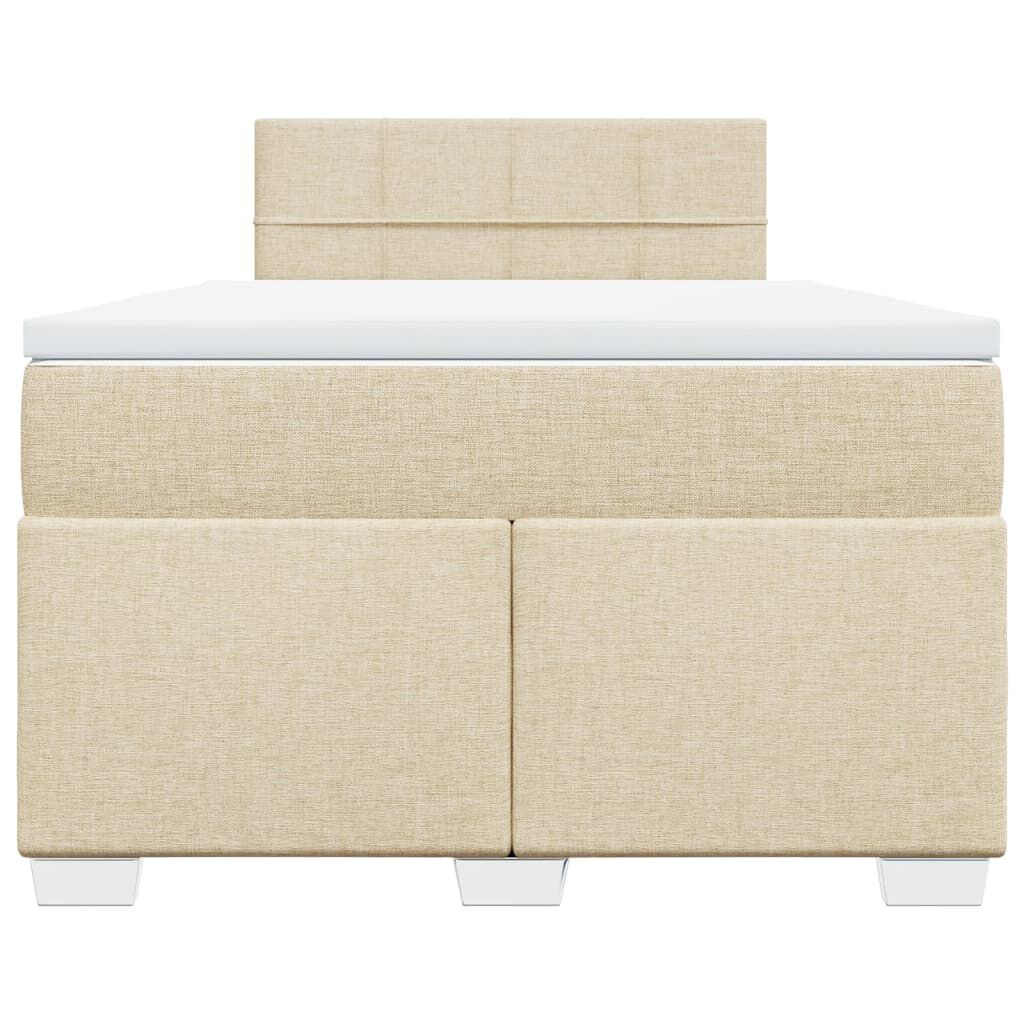 vidaXL Κρεβάτι Boxspring με Στρώμα Κρεμ 120x200 εκ. Υφασμάτινο