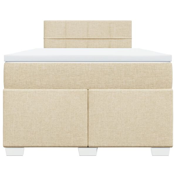 vidaXL Κρεβάτι Boxspring με Στρώμα Κρεμ 120x200 εκ. Υφασμάτινο