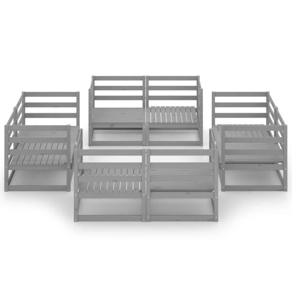 vidaXL Σαλόνι Κήπου Σετ 8 Τεμαχίων Γκρι Μασίφ Ξύλο Πεύκου