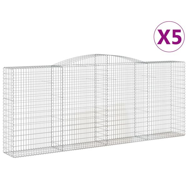 vidaXL Συρματοκιβώτια Τοξωτά 5 τεμ. 400x50x160/180 εκ. Γαλβαν. Ατσάλι