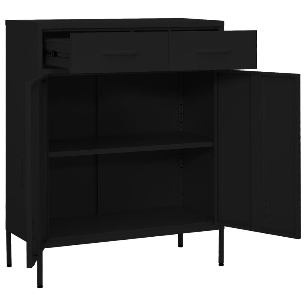 vidaXL Ντουλάπι Αποθήκευσης Μαύρο 80 x 35 x 101,5 εκ. από Ατσάλι