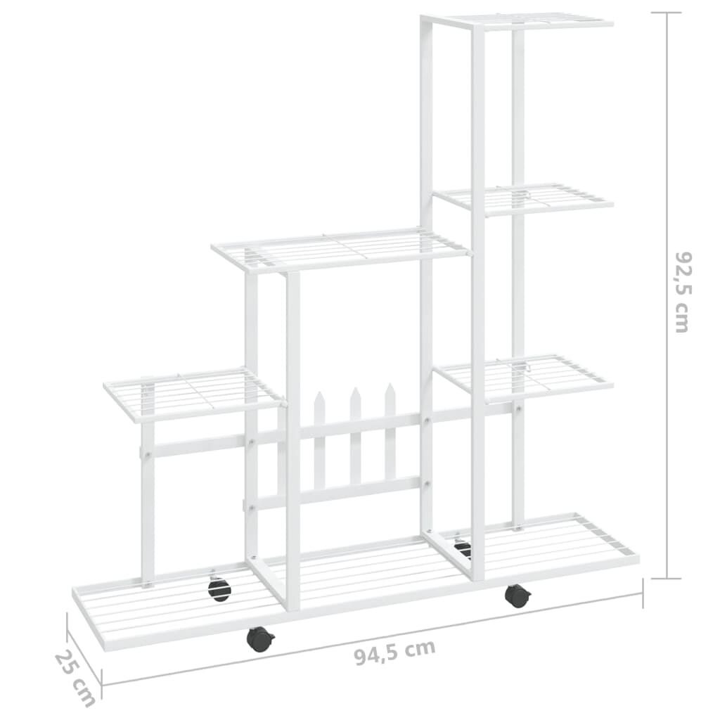 vidaXL Ανθοστήλη με Ρόδες Λευκή 94,5 x 25 x 92,5 εκ. Μεταλλική