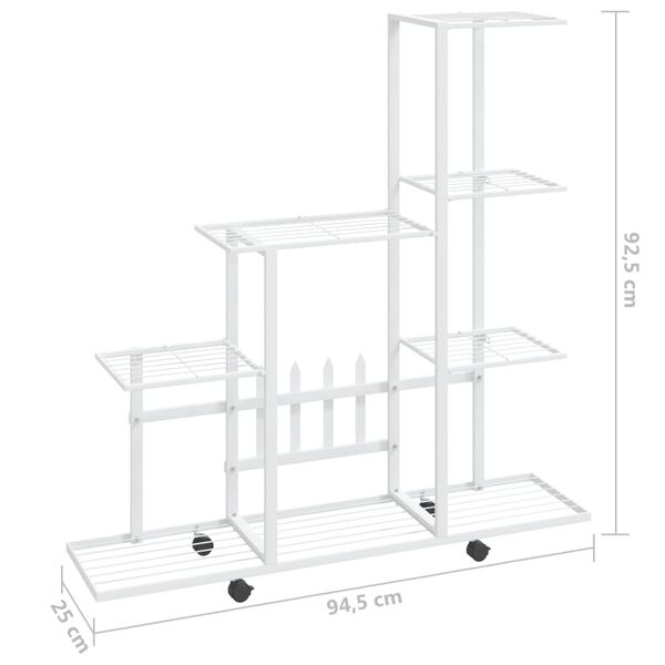 vidaXL Ανθοστήλη με Ρόδες Λευκή 94,5 x 25 x 92,5 εκ. Μεταλλική