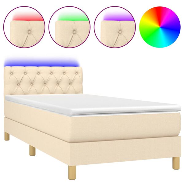 vidaXL &Kappa;&rho;&epsilon;&beta;ά&tau;&iota; Boxspring &mu;&epsilon; &Sigma;&tau;&rho;ώ&mu;&alpha; & LED &Kappa;&rho;&epsilon;&mu; 80x200 &epsilon;&kappa;. &Upsilon;&phi;&alpha;&sigma;&mu;ά&tau;&iota;&nu;&omicron;