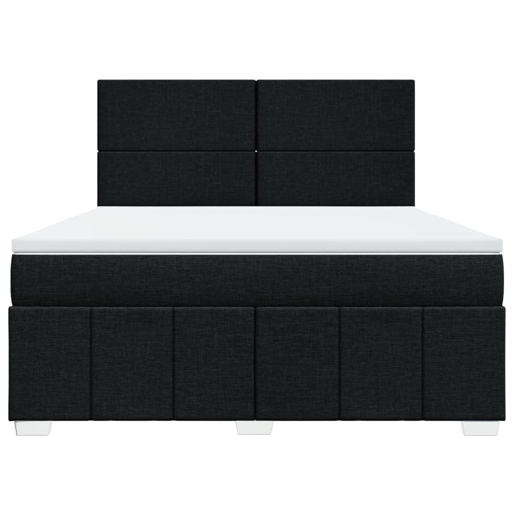 vidaXL Κρεβάτι Boxspring με Στρώμα Μαύρο 180x200 εκ. Υφασμάτινο
