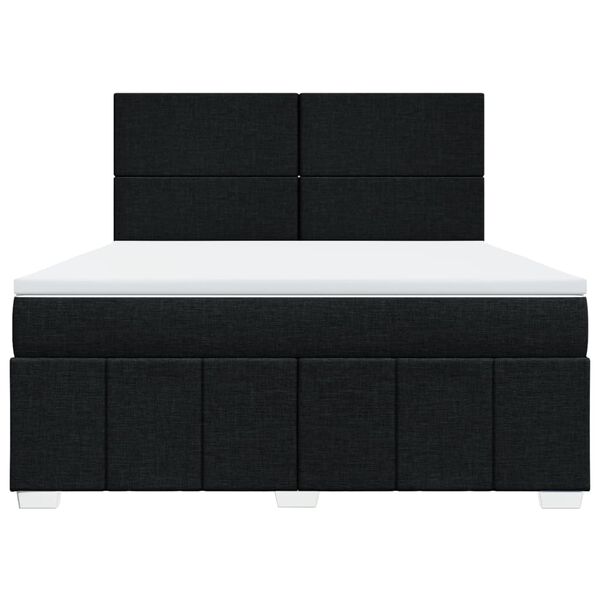 vidaXL Κρεβάτι Boxspring με Στρώμα Μαύρο 180x200 εκ. Υφασμάτινο