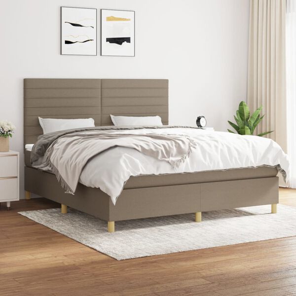 vidaXL &Kappa;&rho;&epsilon;&beta;ά&tau;&iota; Boxspring &mu;&epsilon; &Sigma;&tau;&rho;ώ&mu;&alpha; Taupe 180x200 &epsilon;&kappa;. &Upsilon;&phi;&alpha;&sigma;&mu;ά&tau;&iota;&nu;&omicron;