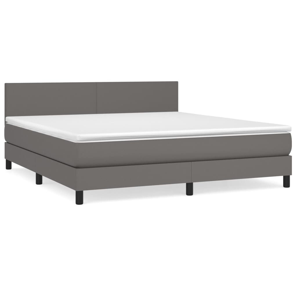 vidaXL Κρεβάτι Boxspring με Στρώμα Γκρι 160x200εκ. από Συνθετικό Δέρμα