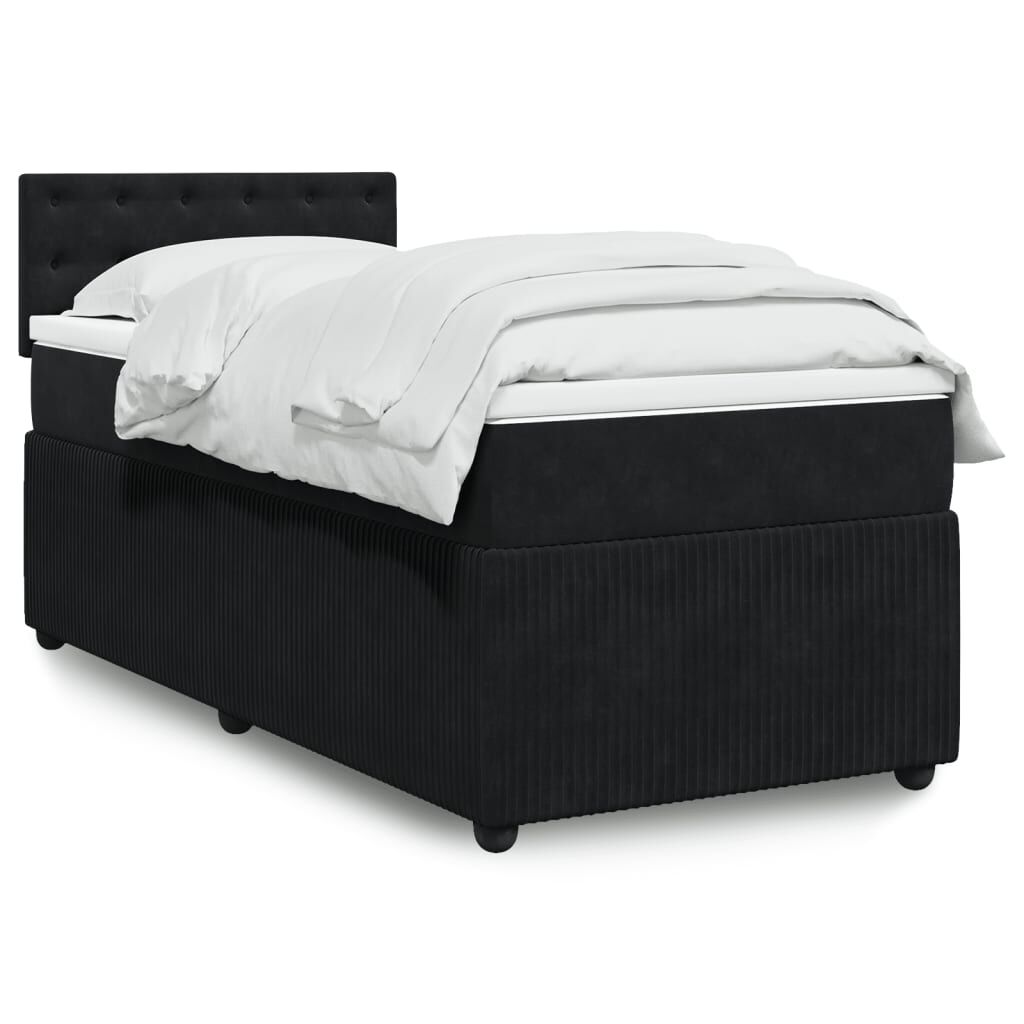 vidaXL Κρεβάτι Boxspring με Στρώμα Μαύρο 80 x 200 εκ. Βελούδινο