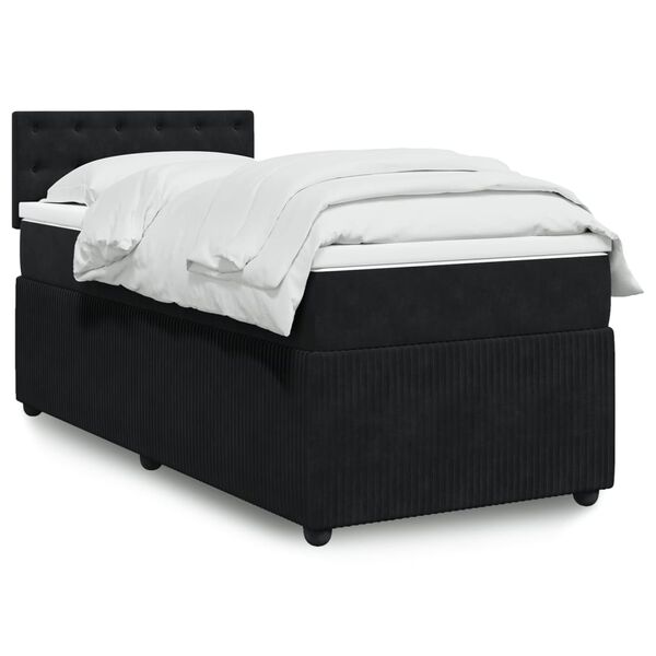 vidaXL Κρεβάτι Boxspring με Στρώμα Μαύρο 80 x 200 εκ. Βελούδινο