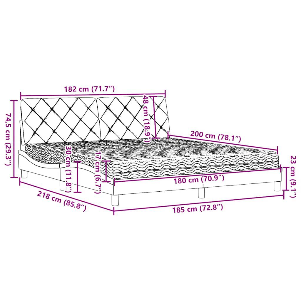 vidaXL Κρεβάτι Μαύρο 180x200 εκ. Υφασμάτινο