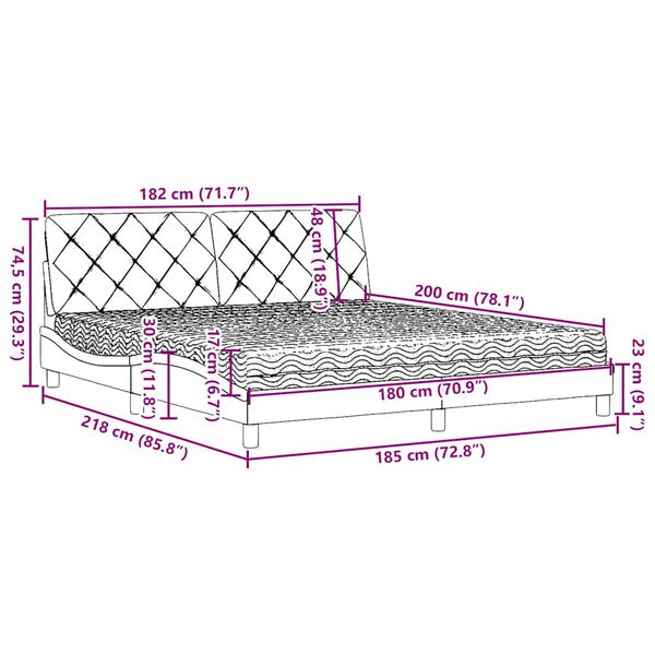 vidaXL Κρεβάτι Μαύρο 180x200 εκ. Υφασμάτινο
