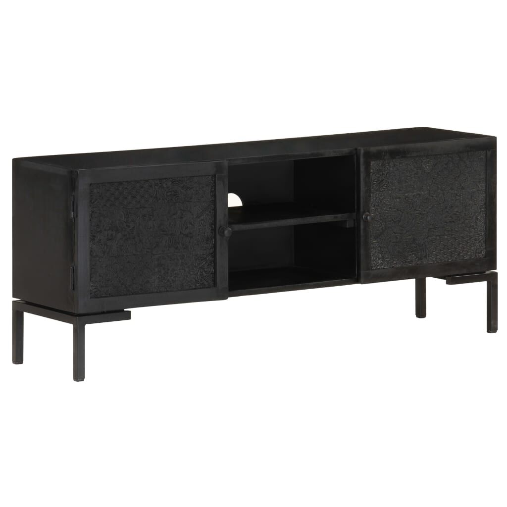 vidaXL Έπιπλο Τηλεόρασης Μαύρο 115 x 30 x 46 εκ. από Μασίφ Ξύλο Μάνγκο