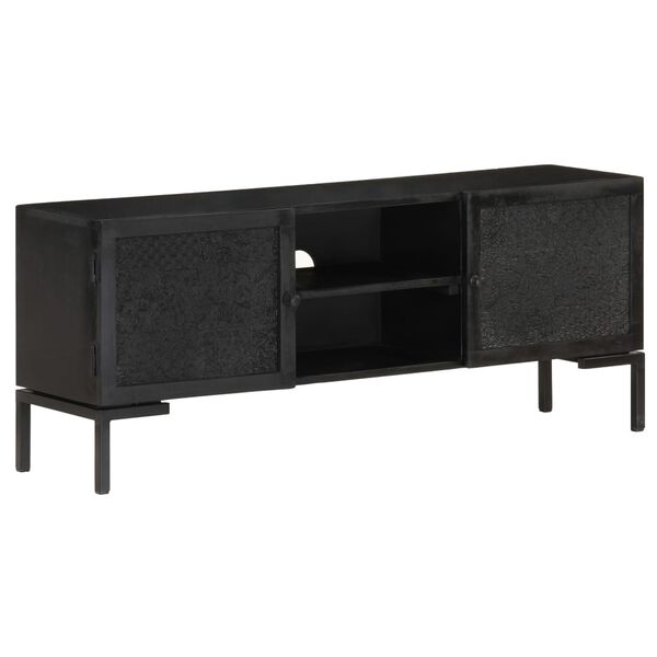 vidaXL Έπιπλο Τηλεόρασης Μαύρο 115 x 30 x 46 εκ. από Μασίφ Ξύλο Μάνγκο