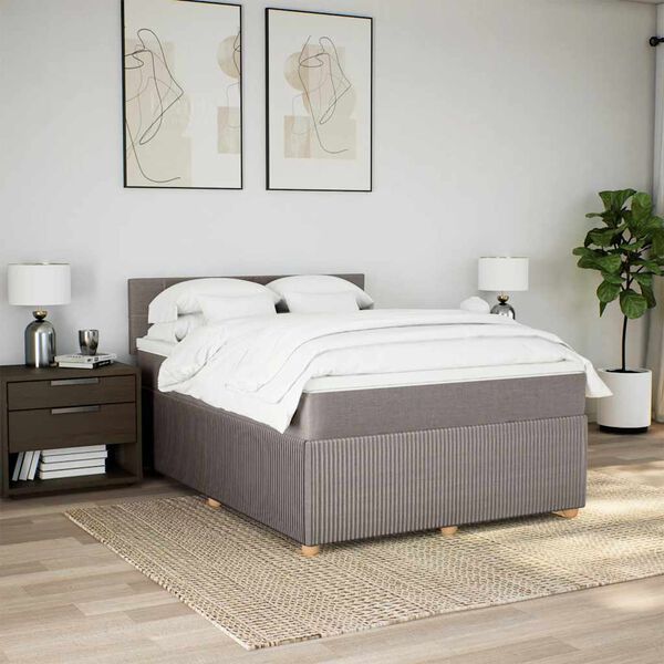 vidaXL &Kappa;&rho;&epsilon;&beta;ά&tau;&iota; Boxspring &mu;&epsilon; &Sigma;&tau;&rho;ώ&mu;&alpha; Taupe 160x200 &epsilon;&kappa;. &Upsilon;&phi;&alpha;&sigma;&mu;ά&tau;&iota;&nu;&omicron;