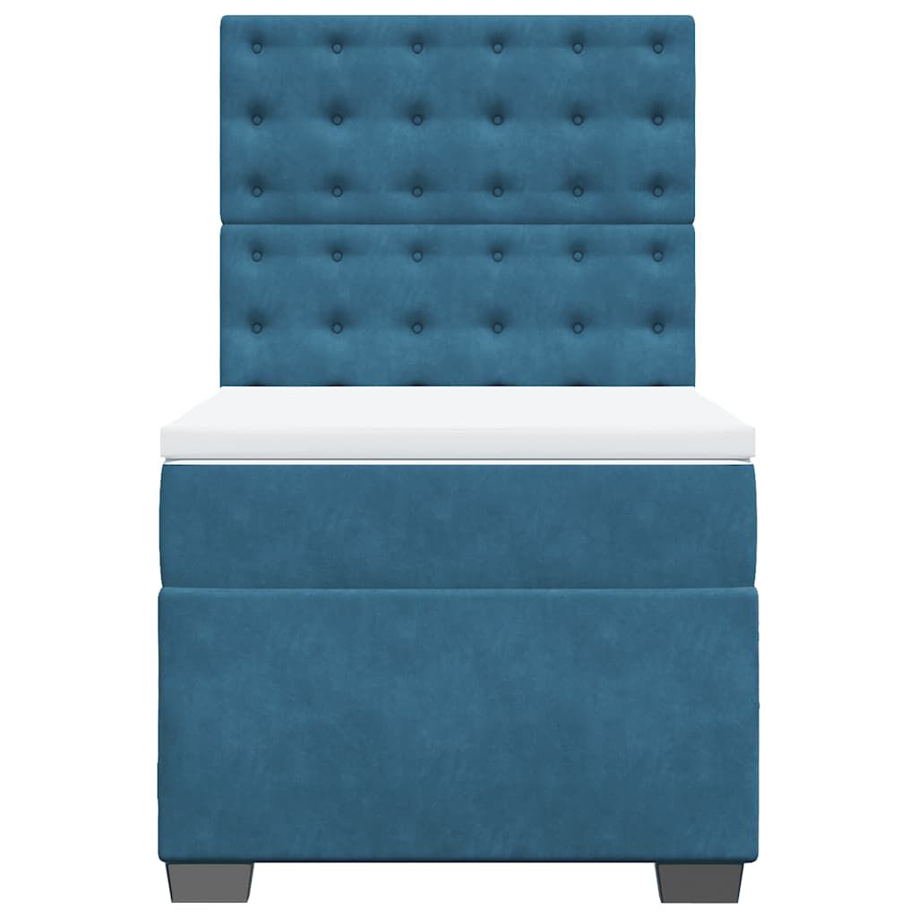 vidaXL Κρεβάτι Boxspring με Στρώμα Μπλε 80 x 200 εκ. Βελούδινο
