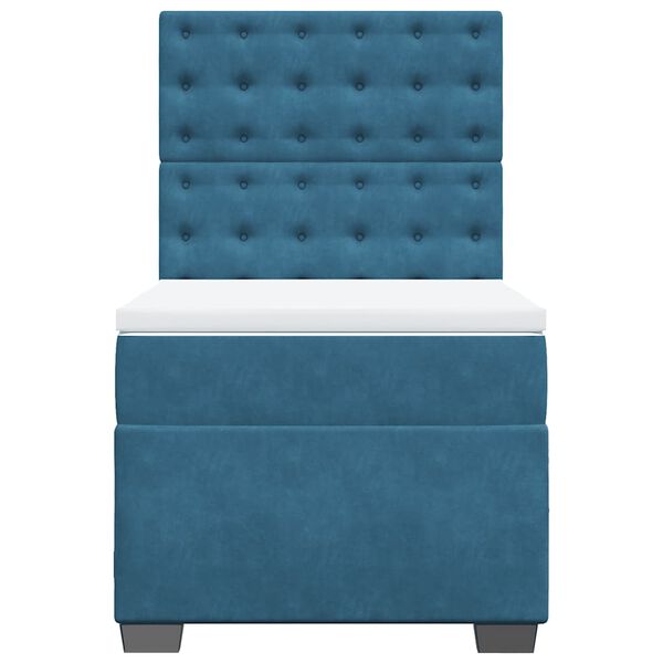 vidaXL Κρεβάτι Boxspring με Στρώμα Μπλε 80 x 200 εκ. Βελούδινο