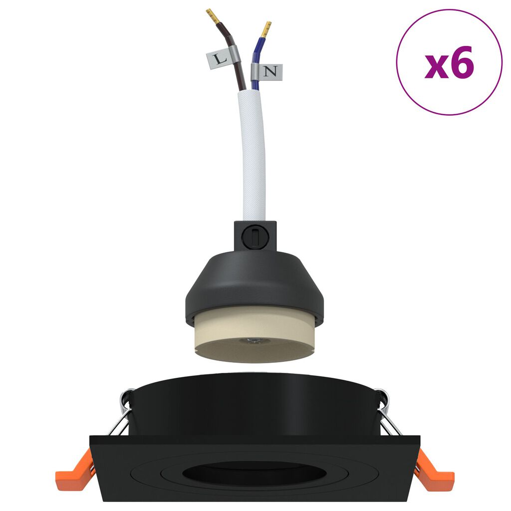 vidaXL Spotlights με προβολείς 6 pcs Μαύρο 9 x 9 x cm Αλουμίνιο