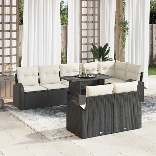 vidaXL Σετ Καναπέ Κήπου 9 pcs Μαύρο και κρεμ 100 x 55 x 73 εκ