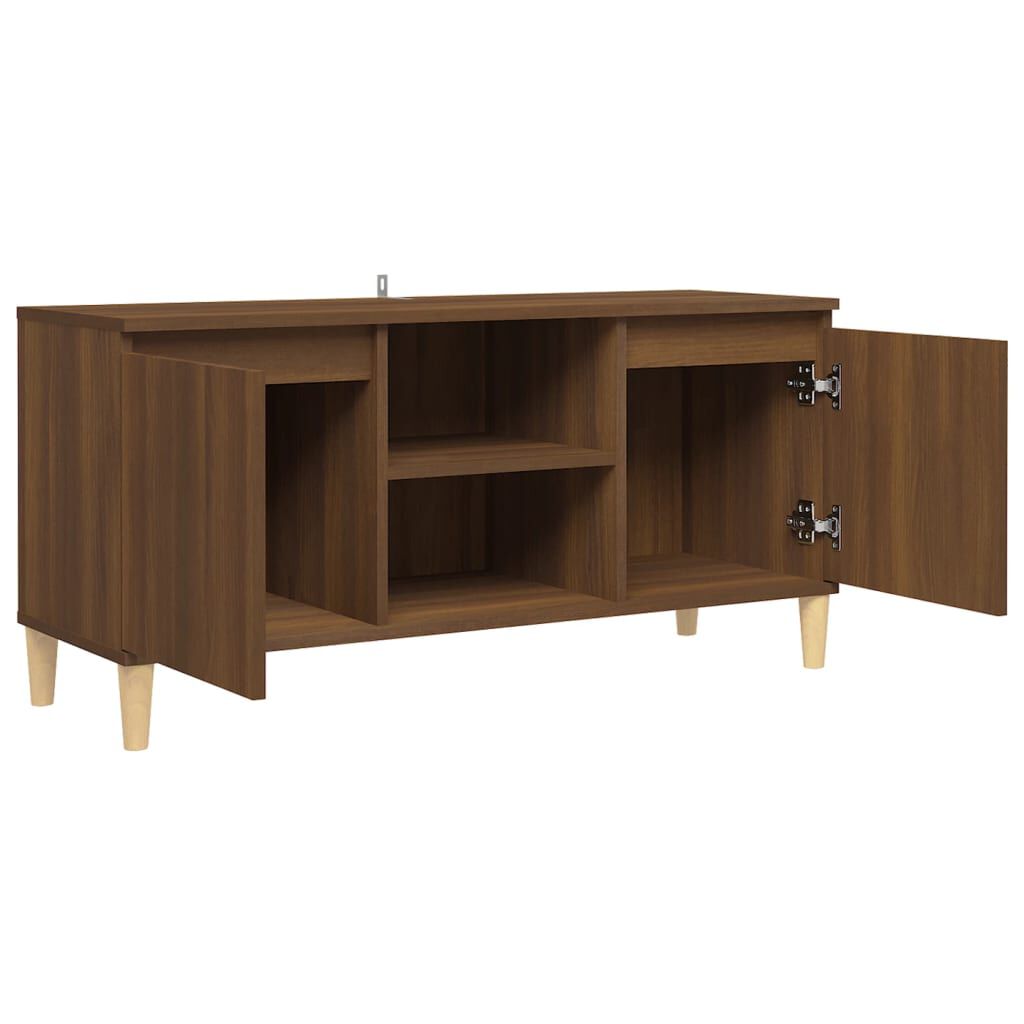 vidaXL Έπιπλο Τηλεόρασης Καφέ Δρυς 103,5x35x50εκ. Μασίφ Ξύλινα Πόδια