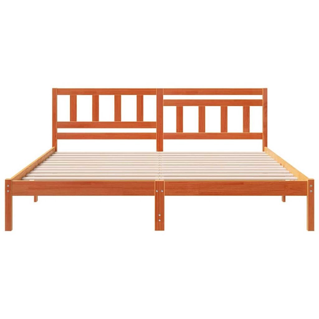 vidaXL Σκελετός Κρεβατιού Καφέ κεριού 150 x 200 cm Μασίφ ξύλο πεύκου