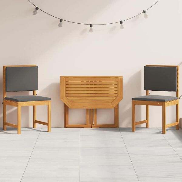 vidaXL Σετ Μπιστρό Κήπου 3 pcs Καφέ Μασίφ ξύλο ακακίας