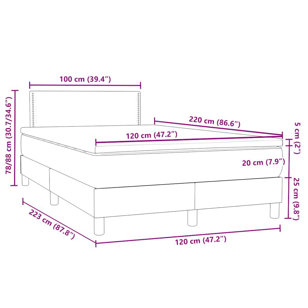 vidaXL Box Spring κρεβάτι με στρώμα σκούρο πράσινο 120x220cm Βελούδινο