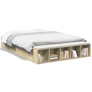 vidaXL Πλαίσιο Κρεβατιού Sonoma Δρυς 150x200 εκ. Επεξεργασμένο Ξύλο