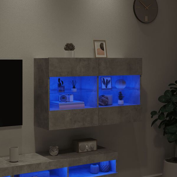 vidaXL Έπιπλο Τηλεόρασης με LED Γκρι Σκυροδέματος 98,5x30x60,5 εκ.