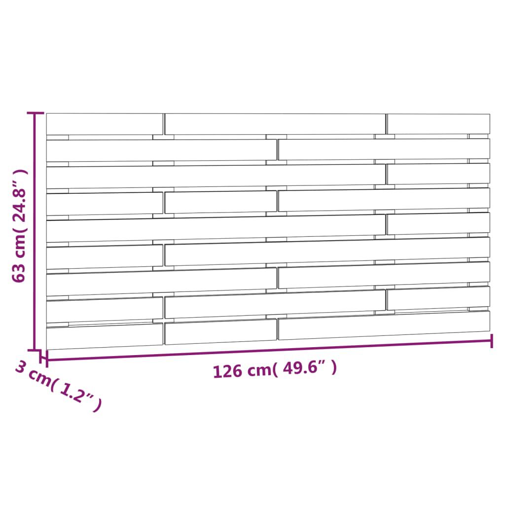 vidaXL Κεφαλάρι Τοίχου Μαύρο 126x3x63 εκ. από Μασίφ Ξύλο Πεύκου