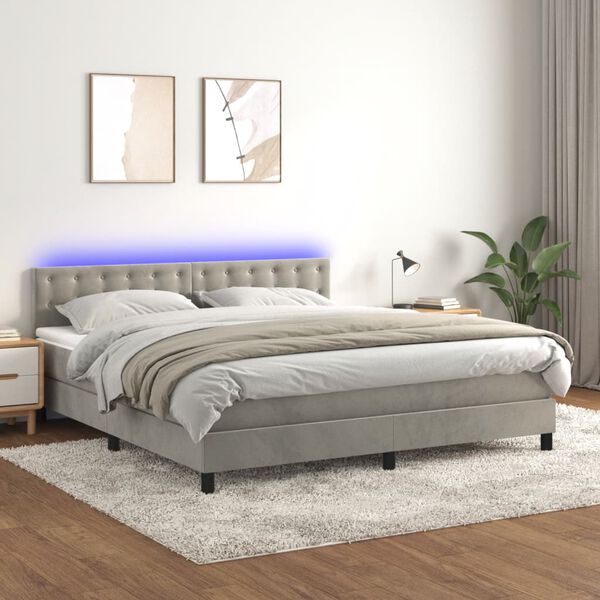vidaXL &Kappa;&rho;&epsilon;&beta;ά&tau;&iota; Boxspring &mu;&epsilon; &Sigma;&tau;&rho;ώ&mu;&alpha; & LED &Alpha;&nu;.&Gamma;&kappa;&rho;&iota; 180x200 &epsilon;&kappa;. &Beta;&epsilon;&lambda;&omicron;ύ&delta;&iota;&nu;&omicron;