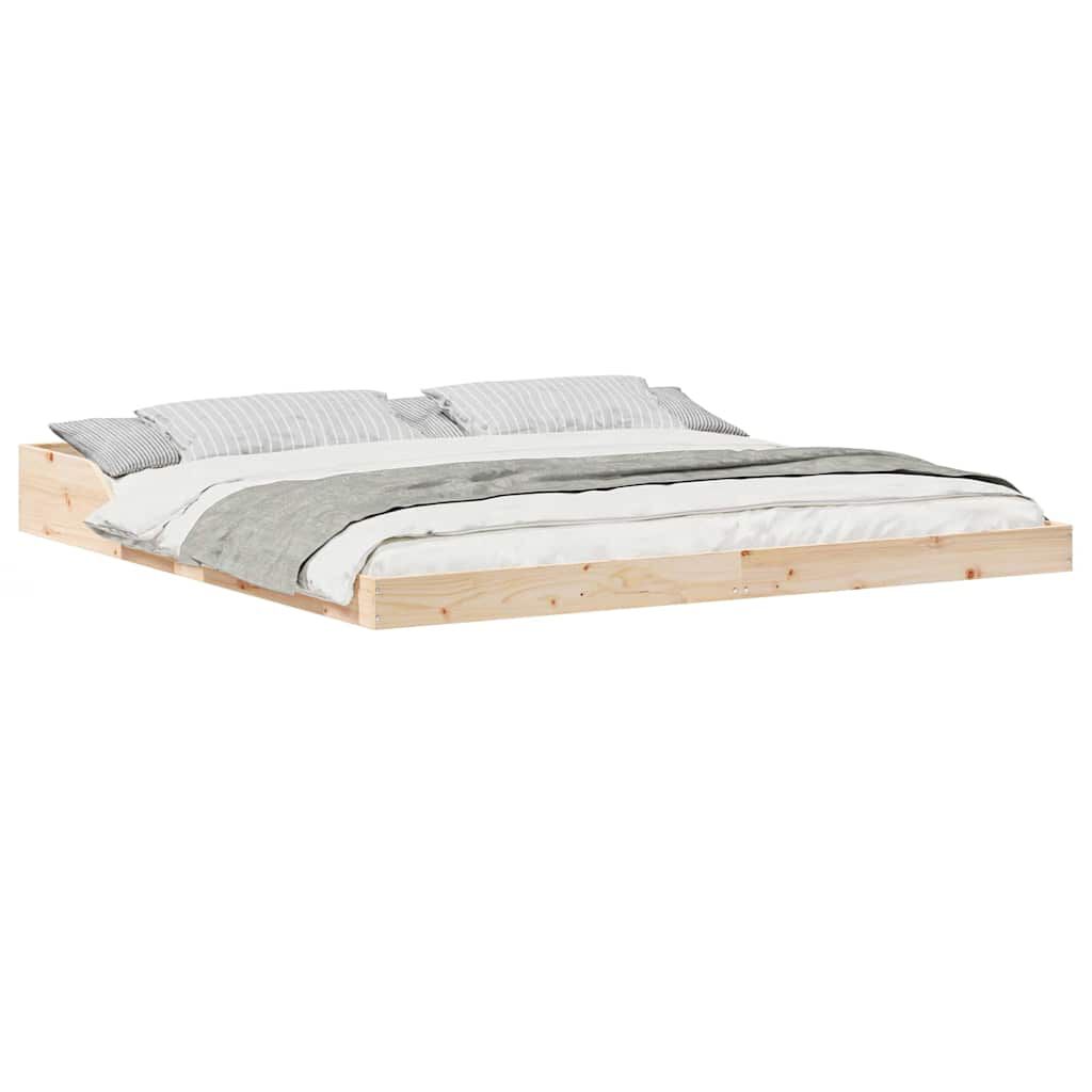 vidaXL Σκελετός Κρεβατιού Καφέ 200 x 200 cm Μασίφ ξύλο πεύκου