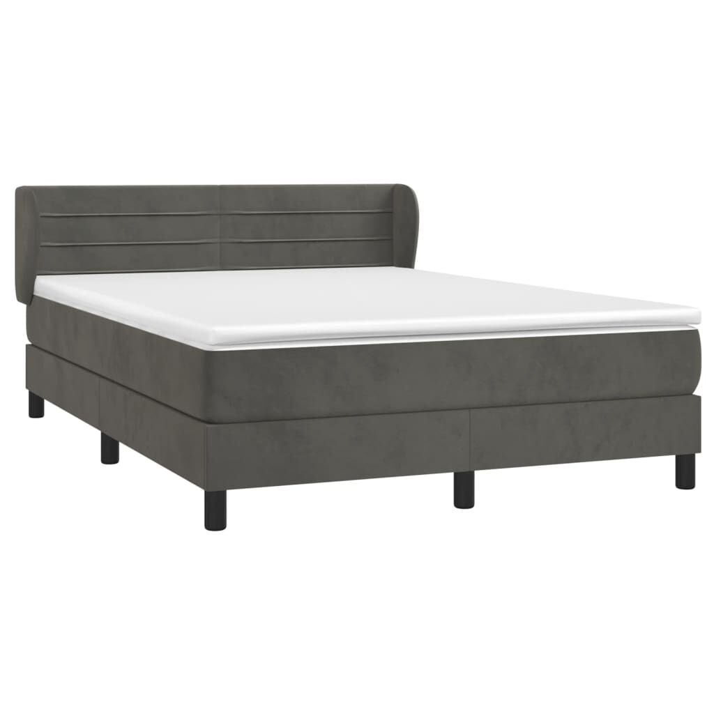 vidaXL Κρεβάτι Boxspring με Στρώμα Σκούρο Γκρι 180x200 εκ. Βελούδινο