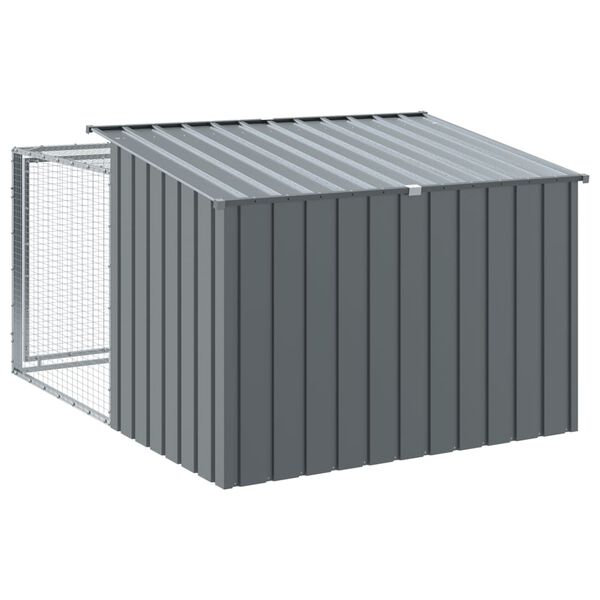 vidaXL Σπιτάκι Σκύλου με Αυλή Ανθρακί 153x194x110 εκ. Γαλβαν. Χάλυβας
